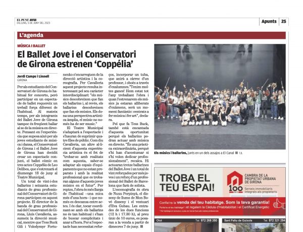 Read more about the article “El Ballet Jove i el Conservatori de Girona estrenen Coppélia”